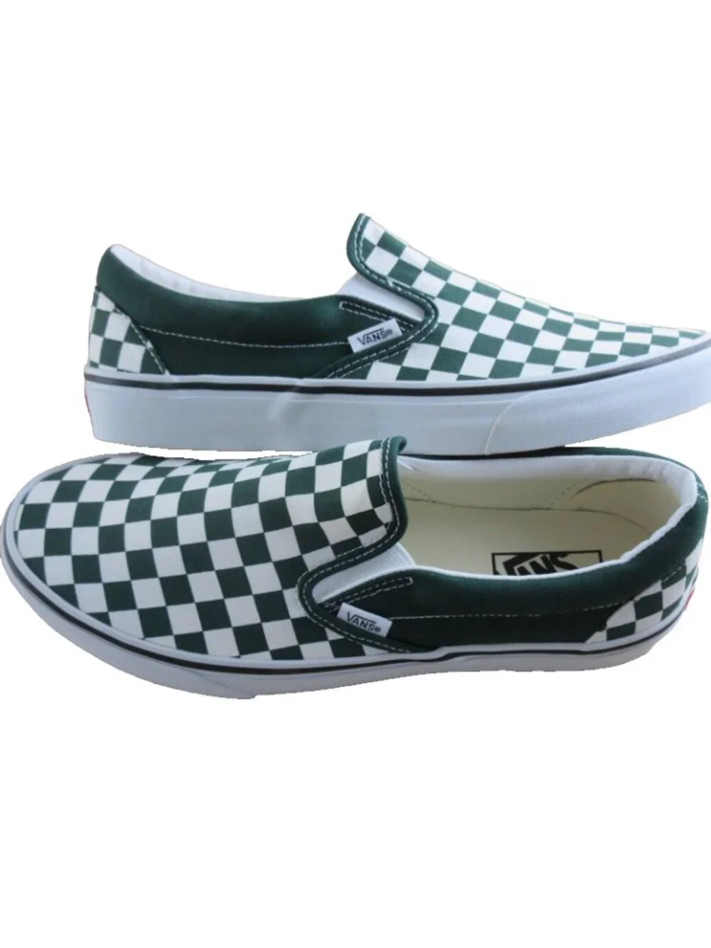 Vans Men's Classic Slip On Color Theory Checkerboard Emerald Green Shoes Size 10